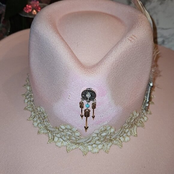 Soft Pink Cowgirl hat. Custom designed.  "I'm Your Huckleberry " adjustable size - Picture 3 of 3